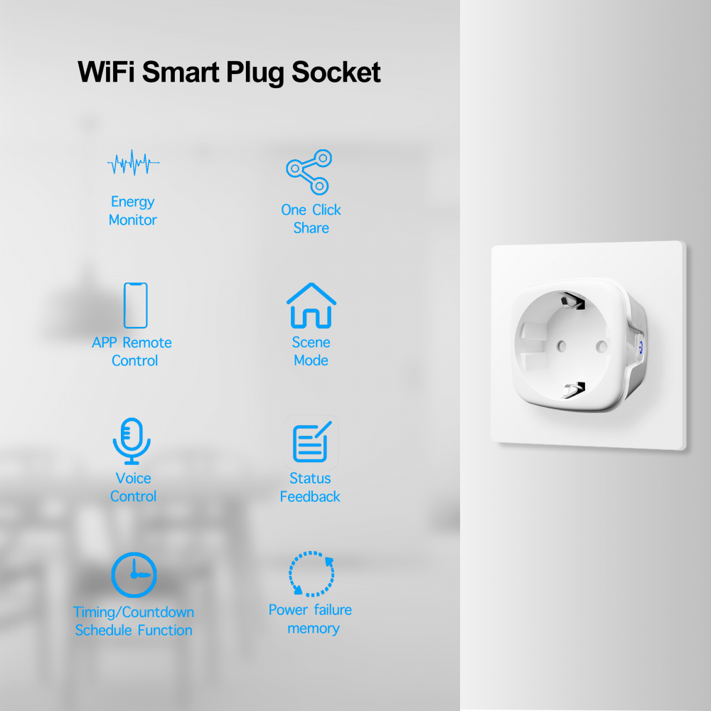 Смарт контакт Smart Technology Smart plug, 16A, Wifi, Енергиен мониторинг