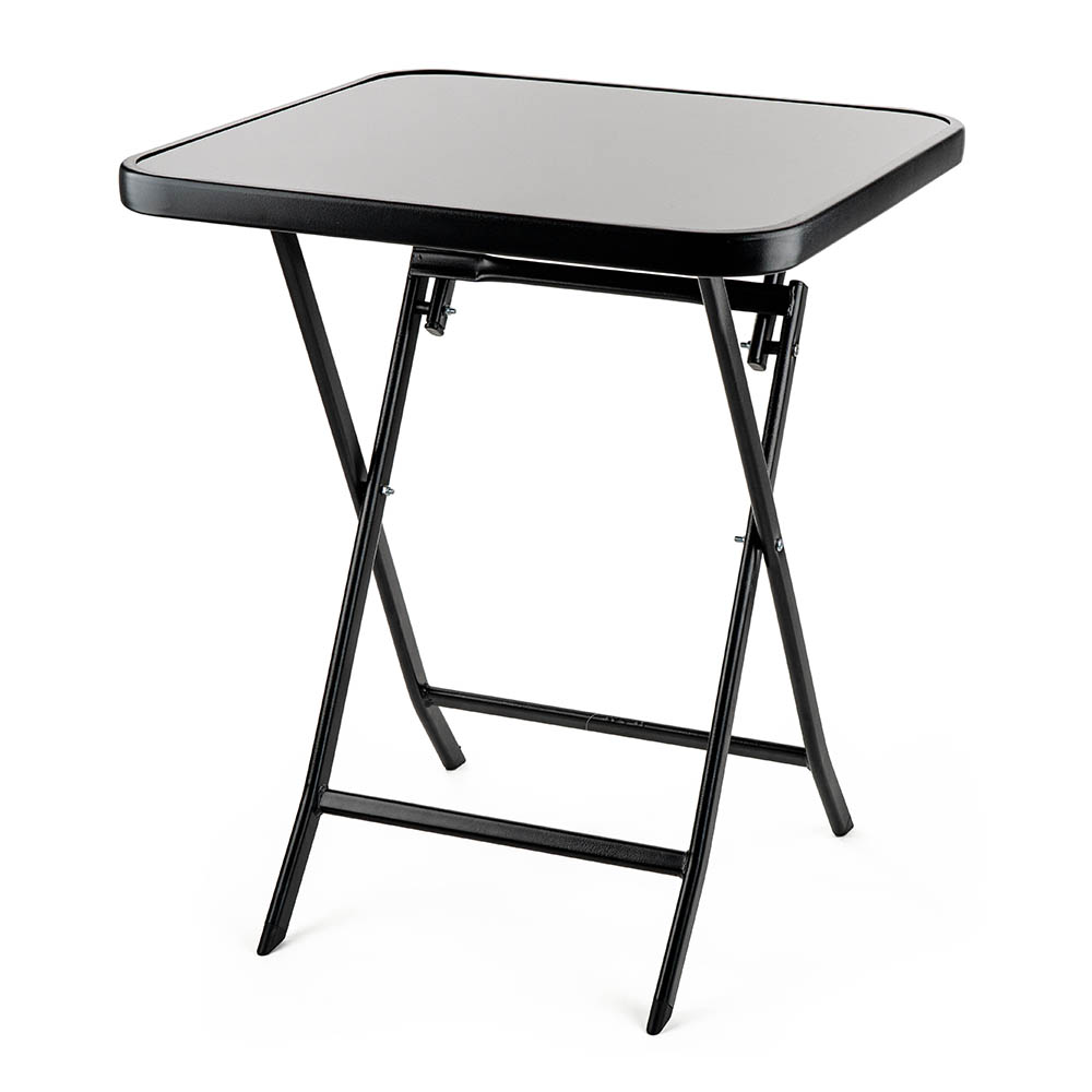 Маса Muhler 60x60x74cm, сгъваема, стъклен плот