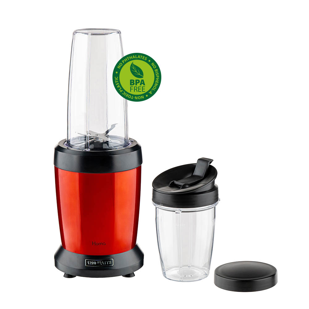 Нутри блендер Homa HNB-1299 Rossy, 1200W, 6 ножа, 2 чаши, червен